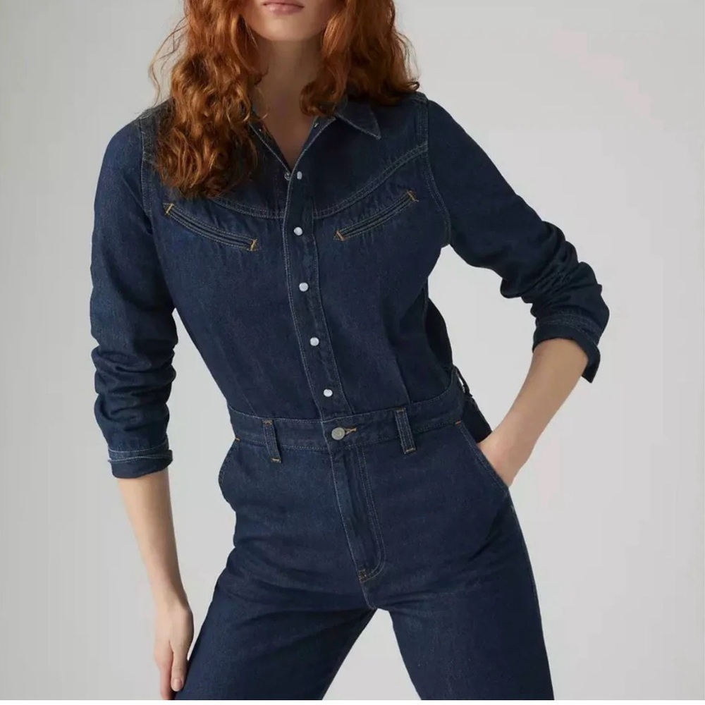 Levi's Women's Dark Blue Denim Overalls